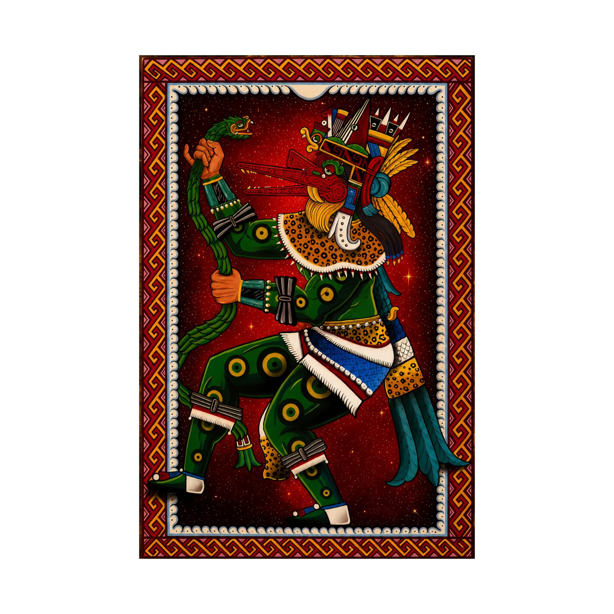 Aztec Warrior Matte Vertical Poster — Bold Mythic Wall Art